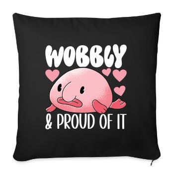 Poisson blob mignon poisson laid - Housse de coussin décorative 45 x 45 cm - noir - Devant