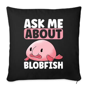 Poisson blob mignon poisson laid - Housse de coussin décorative 45 x 45 cm - noir - Devant