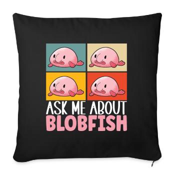 Poisson blob mignon poisson laid - Housse de coussin décorative 45 x 45 cm - noir - Devant