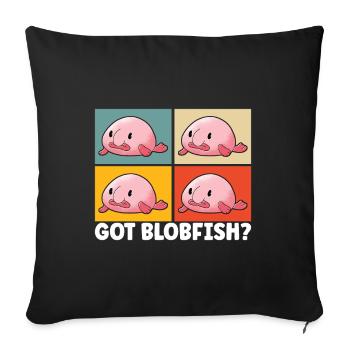 Poisson blob mignon poisson laid - Housse de coussin décorative 45 x 45 cm - noir - Devant