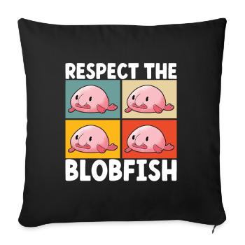 Poisson blob mignon poisson laid - Housse de coussin décorative 45 x 45 cm - noir - Devant