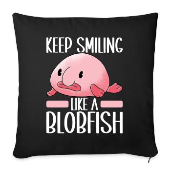 Poisson blob mignon poisson laid - Housse de coussin décorative 45 x 45 cm - noir - Devant