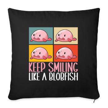 Poisson blob mignon poisson laid - Housse de coussin décorative 45 x 45 cm - noir - Devant