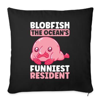 Poisson blob mignon poisson laid - Housse de coussin décorative 45 x 45 cm - noir - Devant