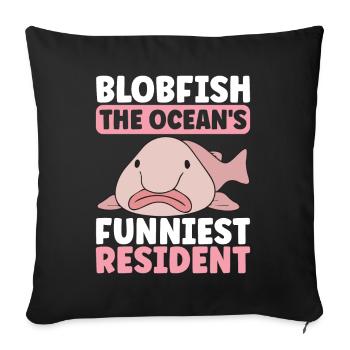 Poisson blob mignon poisson laid - Housse de coussin décorative 45 x 45 cm - noir - Devant