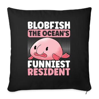 Poisson blob mignon poisson laid - Housse de coussin décorative 45 x 45 cm - noir - Devant