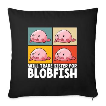 Süßer Blobfisch Hässlicher Fisch - Sofakissenbezug 45 x 45 cm - Schwarz - Vorne