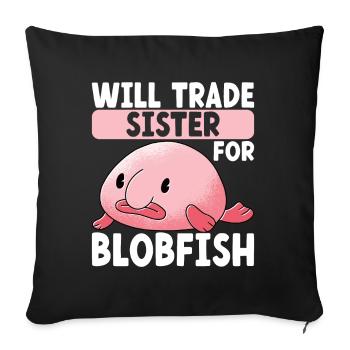 Poisson blob mignon poisson laid - Housse de coussin décorative 45 x 45 cm - noir - Devant