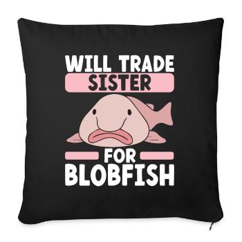Poisson blob mignon poisson laid - Housse de coussin décorative 45 x 45 cm - noir - Devant
