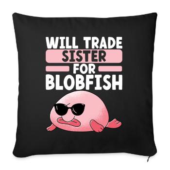 Poisson blob mignon poisson laid - Housse de coussin décorative 45 x 45 cm - noir - Devant