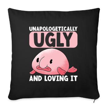 Poisson blob mignon poisson laid - Housse de coussin décorative 45 x 45 cm - noir - Devant
