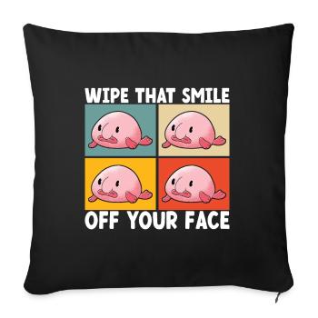 Poisson blob mignon poisson laid - Housse de coussin décorative 45 x 45 cm - noir - Devant