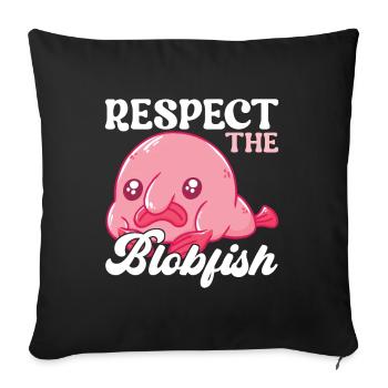 Poisson blob mignon poisson laid - Housse de coussin décorative 45 x 45 cm - noir - Devant