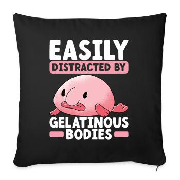 Poisson blob mignon poisson laid - Housse de coussin décorative 45 x 45 cm - noir - Devant