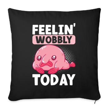 Poisson blob mignon poisson laid - Housse de coussin décorative 45 x 45 cm - noir - Devant