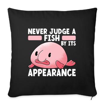 Poisson blob mignon poisson laid - Housse de coussin décorative 45 x 45 cm - noir - Devant