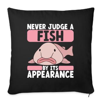 Poisson blob mignon poisson laid - Housse de coussin décorative 45 x 45 cm - noir - Devant