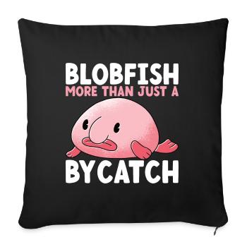 Poisson blob mignon poisson laid - Housse de coussin décorative 45 x 45 cm - noir - Devant