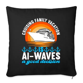 Croisière Vacances Bateau de croisière - Housse de coussin décorative 45 x 45 cm - noir - Devant