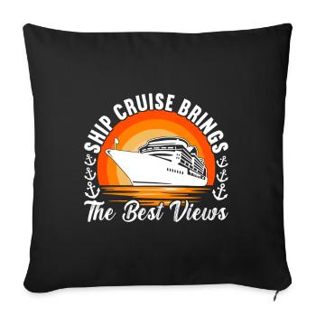 Croisière Vacances Bateau de croisière - Housse de coussin décorative 45 x 45 cm - noir - Devant