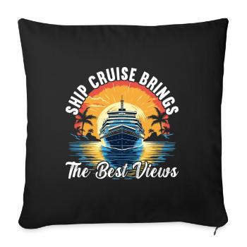 Croisière Vacances Bateau de croisière - Housse de coussin décorative 45 x 45 cm - noir - Devant