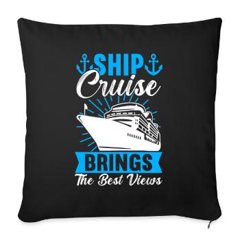 Croisière Vacances Bateau de croisière - Housse de coussin décorative 45 x 45 cm - noir - Devant