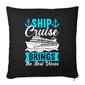 Croisière Vacances Bateau de croisière - Housse de coussin décorative 45 x 45 cm - noir - Devant