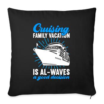 Croisière Vacances Bateau de croisière - Housse de coussin décorative 45 x 45 cm - noir - Devant