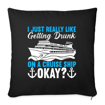Croisière Vacances Bateau de croisière - Housse de coussin décorative 45 x 45 cm - noir - Devant
