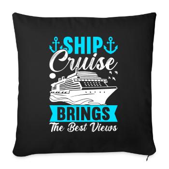 Croisière Vacances Bateau de croisière - Housse de coussin décorative 45 x 45 cm - noir - Devant
