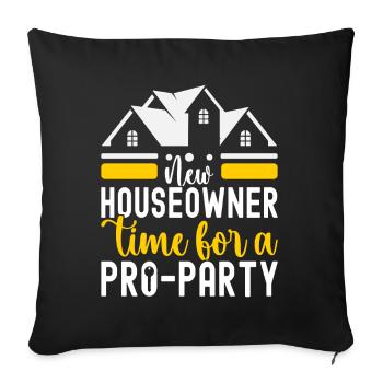 Pendaison de crémaillère des propriétaires - Housse de coussin décorative 45 x 45 cm - noir - Devant