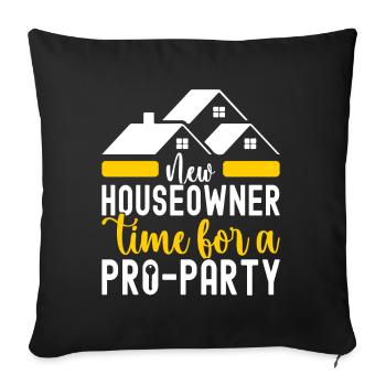 Pendaison de crémaillère des propriétaires - Housse de coussin décorative 45 x 45 cm - noir - Devant