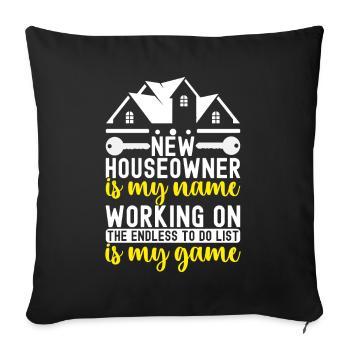 Pendaison de crémaillère des propriétaires - Housse de coussin décorative 45 x 45 cm - noir - Devant
