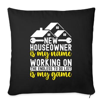 Pendaison de crémaillère des propriétaires - Housse de coussin décorative 45 x 45 cm - noir - Devant