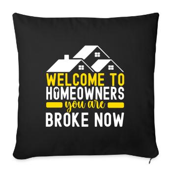 Pendaison de crémaillère des propriétaires - Housse de coussin décorative 45 x 45 cm - noir - Devant
