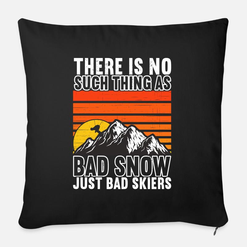 Skifahrer Wintersport Skiurlaub - Sofakissenbezug 45 x 45 cm - Schwarz