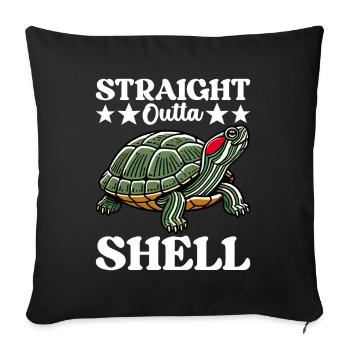 Tortue Tortue à oreilles rouges - Housse de coussin décorative 45 x 45 cm - noir - Devant