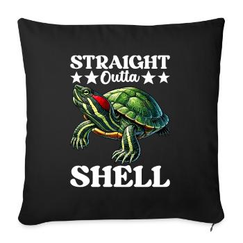 Tortue Tortue à oreilles rouges - Housse de coussin décorative 45 x 45 cm - noir - Devant