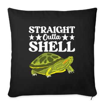 Tortue Tortue à oreilles rouges - Housse de coussin décorative 45 x 45 cm - noir - Devant