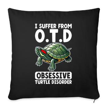 Tortue Tortue à oreilles rouges - Housse de coussin décorative 45 x 45 cm - noir - Devant