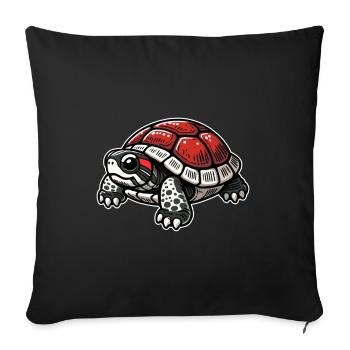 Tortue Tortue à oreilles rouges - Housse de coussin décorative 45 x 45 cm - noir - Devant