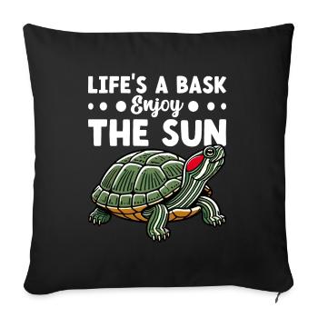 Tortue Tortue à oreilles rouges - Housse de coussin décorative 45 x 45 cm - noir - Devant