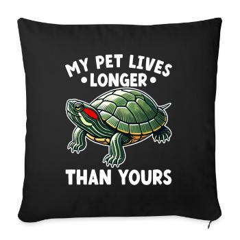 Tortue Tortue à oreilles rouges - Housse de coussin décorative 45 x 45 cm - noir - Devant