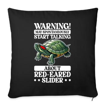 Tortue Tortue à oreilles rouges - Housse de coussin décorative 45 x 45 cm - noir - Devant