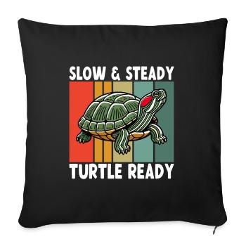 Tortue Tortue à oreilles rouges - Housse de coussin décorative 45 x 45 cm - noir - Devant
