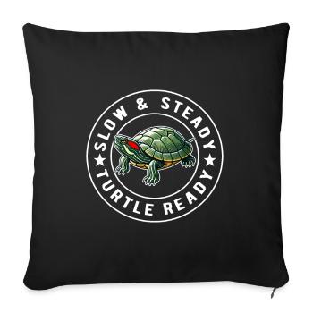 Tortue Tortue à oreilles rouges - Housse de coussin décorative 45 x 45 cm - noir - Devant