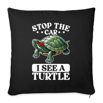 Turtle Red-eared Turtle - Sofa pillowcase 17,3'' x 17,3'' (45 x 45 cm) - black - Front
