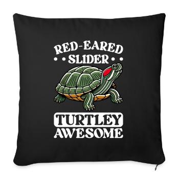 Tortue Tortue à oreilles rouges - Housse de coussin décorative 45 x 45 cm - noir - Devant