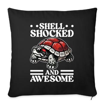 Tortue Tortue à oreilles rouges - Housse de coussin décorative 45 x 45 cm - noir - Devant
