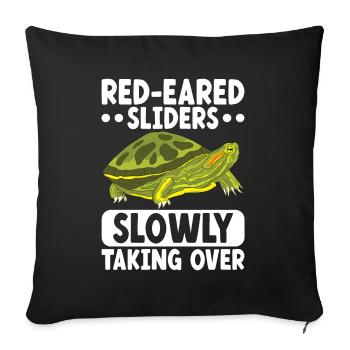 Tortue Tortue à oreilles rouges - Housse de coussin décorative 45 x 45 cm - noir - Devant